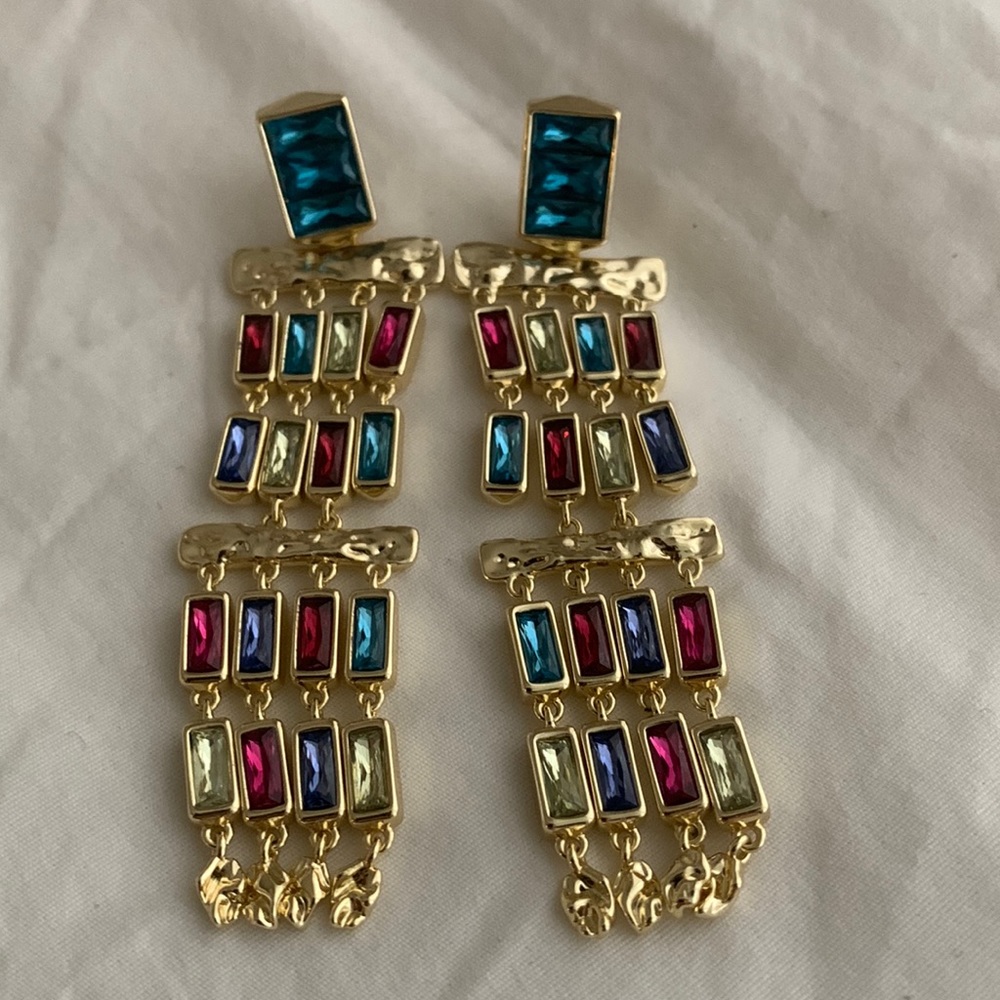 Kendra Scott colorful crystal dangle earrings